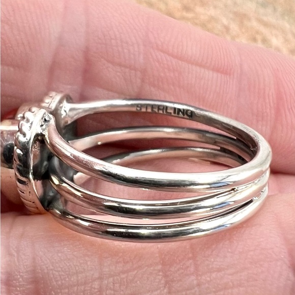 Navajo Native American Handmade Sterling Silver Spiny Oyster Heart Ring 7 - Picture 7 of 7